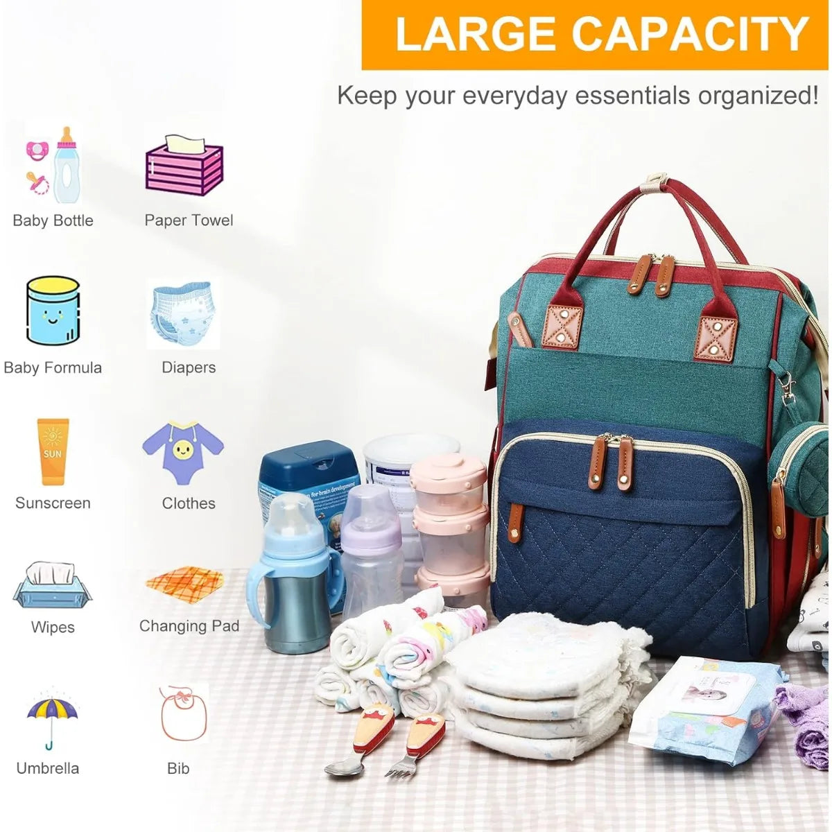 Ultimate Diaper Bag with Built-In Baby Bed – GearHack 3-in-1 Survival Pack
