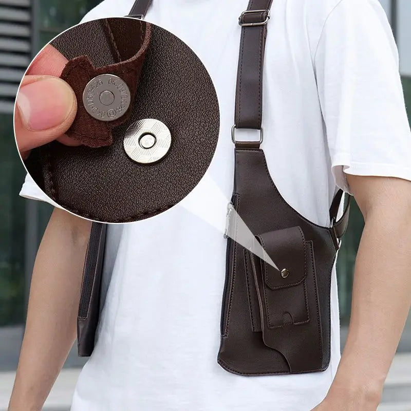 Urban Raider Leather Chest Rig – Anti-Theft Holster Bag