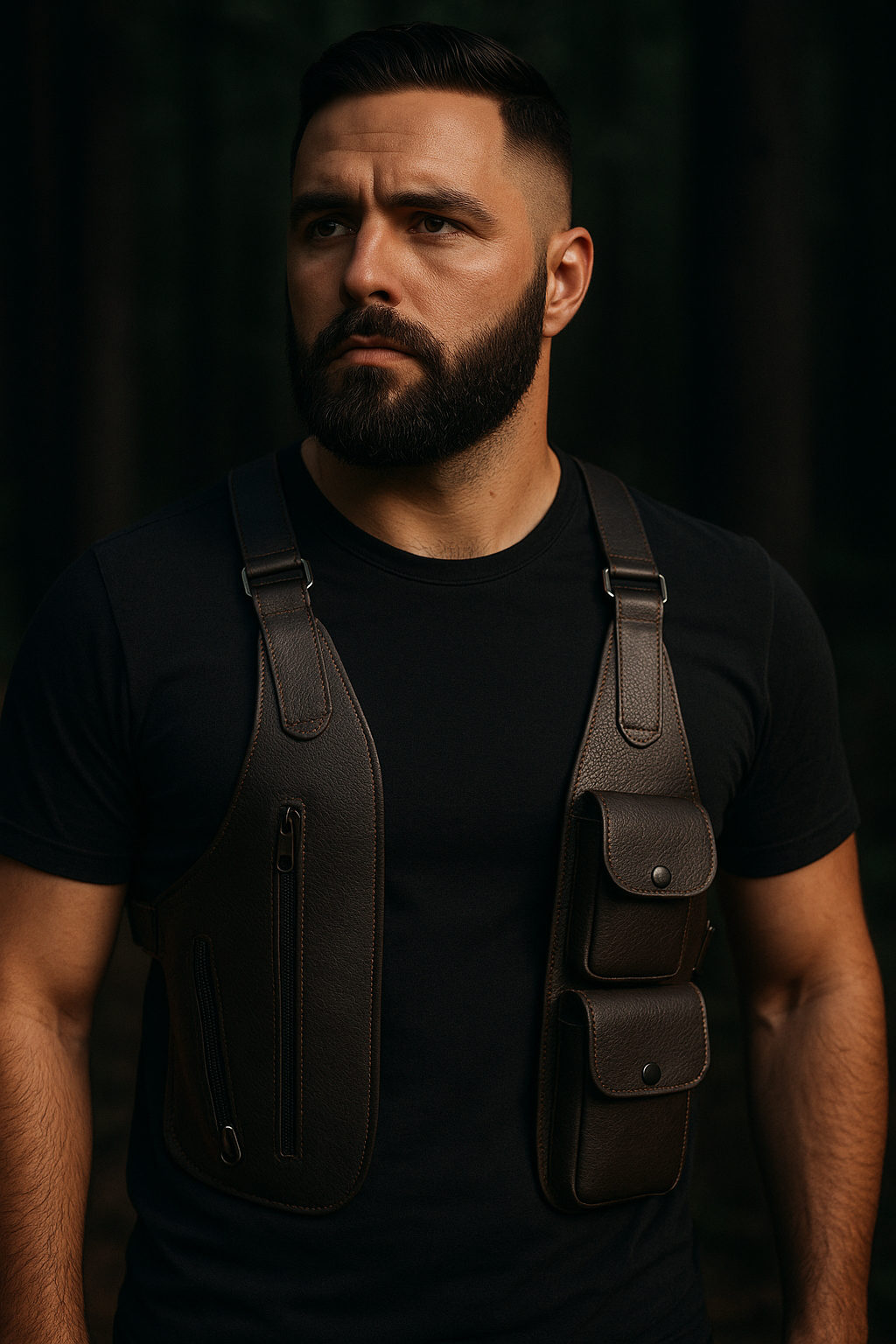 Urban Raider Leather Chest Rig – Anti-Theft Holster Bag