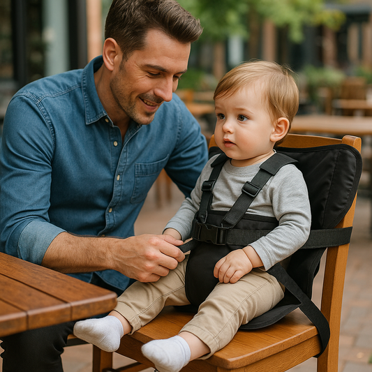 The Anywhere High Chair – Fold. Strap. Done.