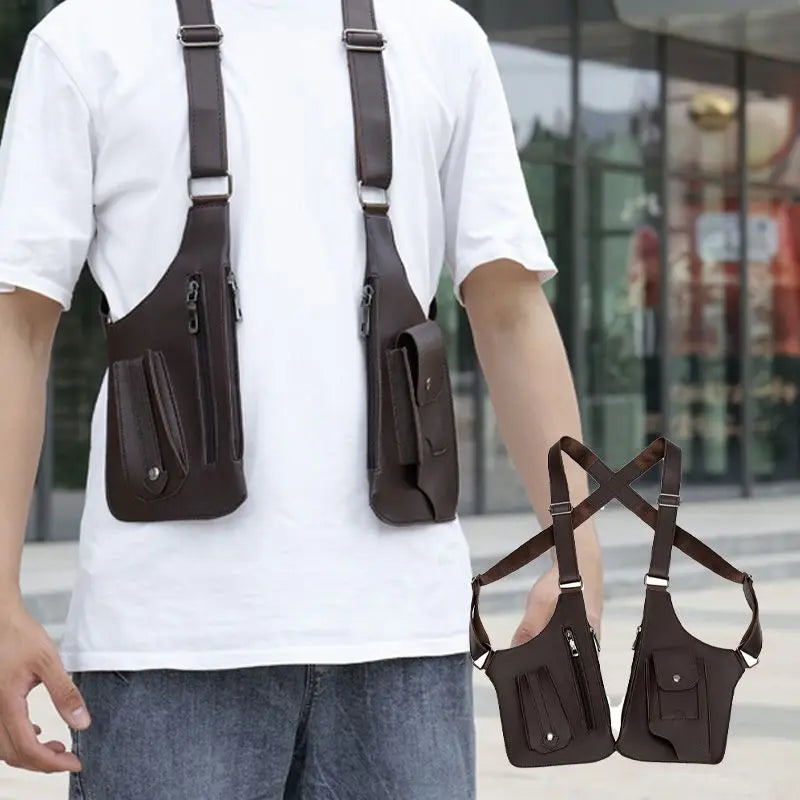 Urban Raider Leather Chest Rig – Anti-Theft Holster Bag