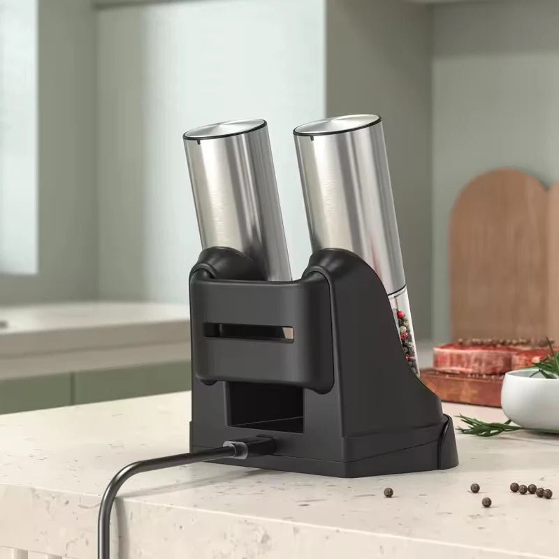 Electric Salt & Pepper Grinder Set – USB Rechargeable, Adjustable Coarseness