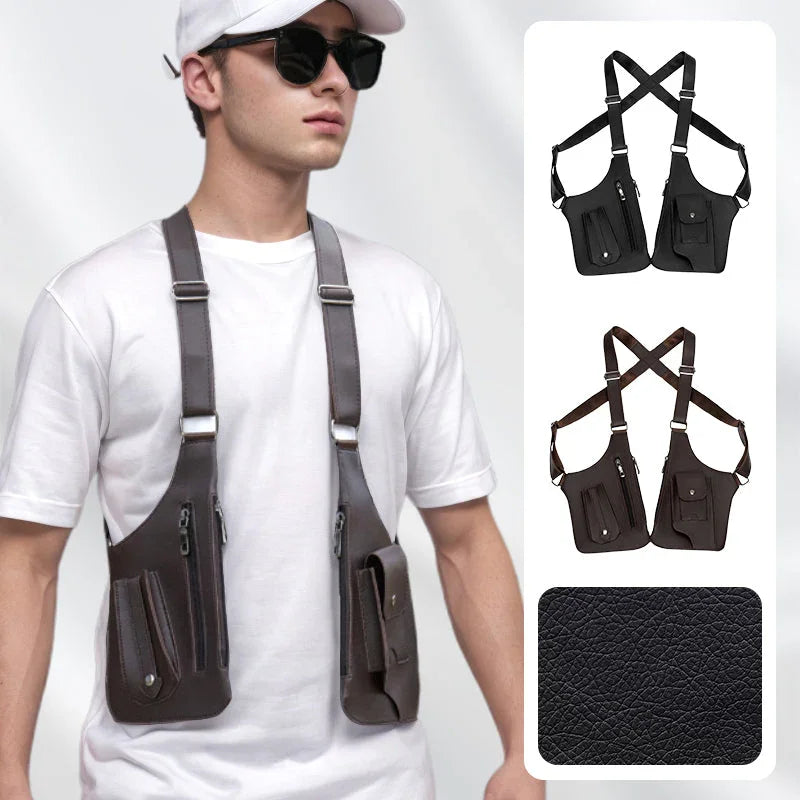 Urban Raider Leather Chest Rig – Anti-Theft Holster Bag